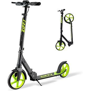 HUDORA Adjustable Height Folding Scooter for Kids, Blue, 8 Inch Big Wheels