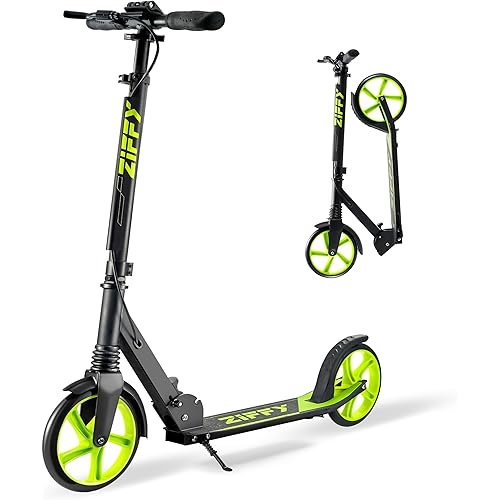 ZIFFY Scooter for Kids with Hand Brake, Foldable Kick Scooter for Ages 6-12, Lightweight Scooter for Boys with 4 Adjustable Heights, ABEC9 Bearings, Supports Up to 260 lbs by Jova