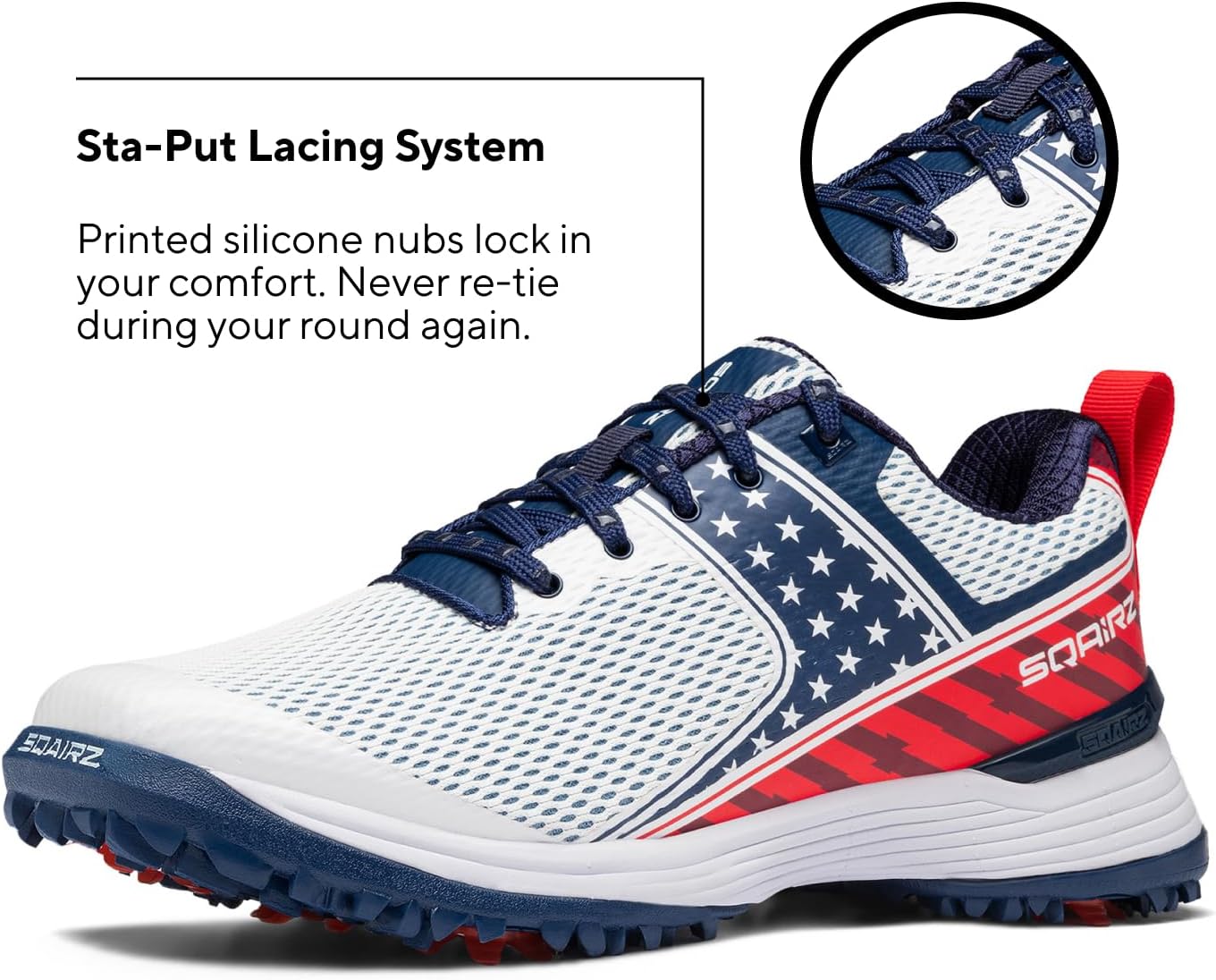 SQAIRZ Speed Wave, Men's Athletic Golf Shoes, Designed for Balance, Stability, & Comfort, Cushioned Foam Insole, Replaceable Spikes, Waterproof - Image 3