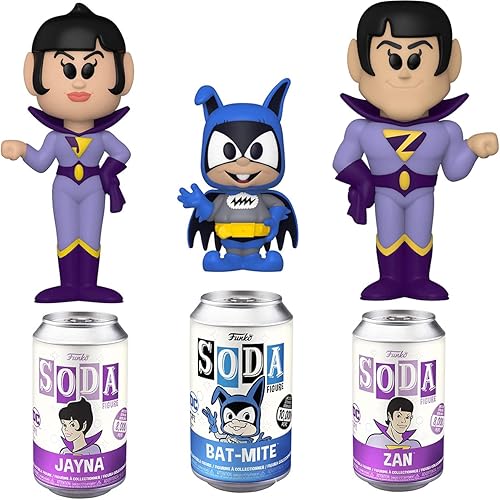 Miniatura 1 de Activate Wonder Twins! Figures Zan + Jayna lata de soda con murciélagos y superamigos 3 artículos