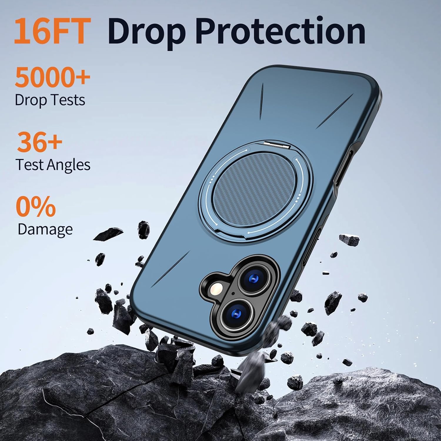 360° Magnetic Ring Stand Case for iPhone 17, Military-Grade Drop/Scratch Resistance, Rugged Heavy-Duty Shockproof Cover with Raised Edges, MagSafe Compatible