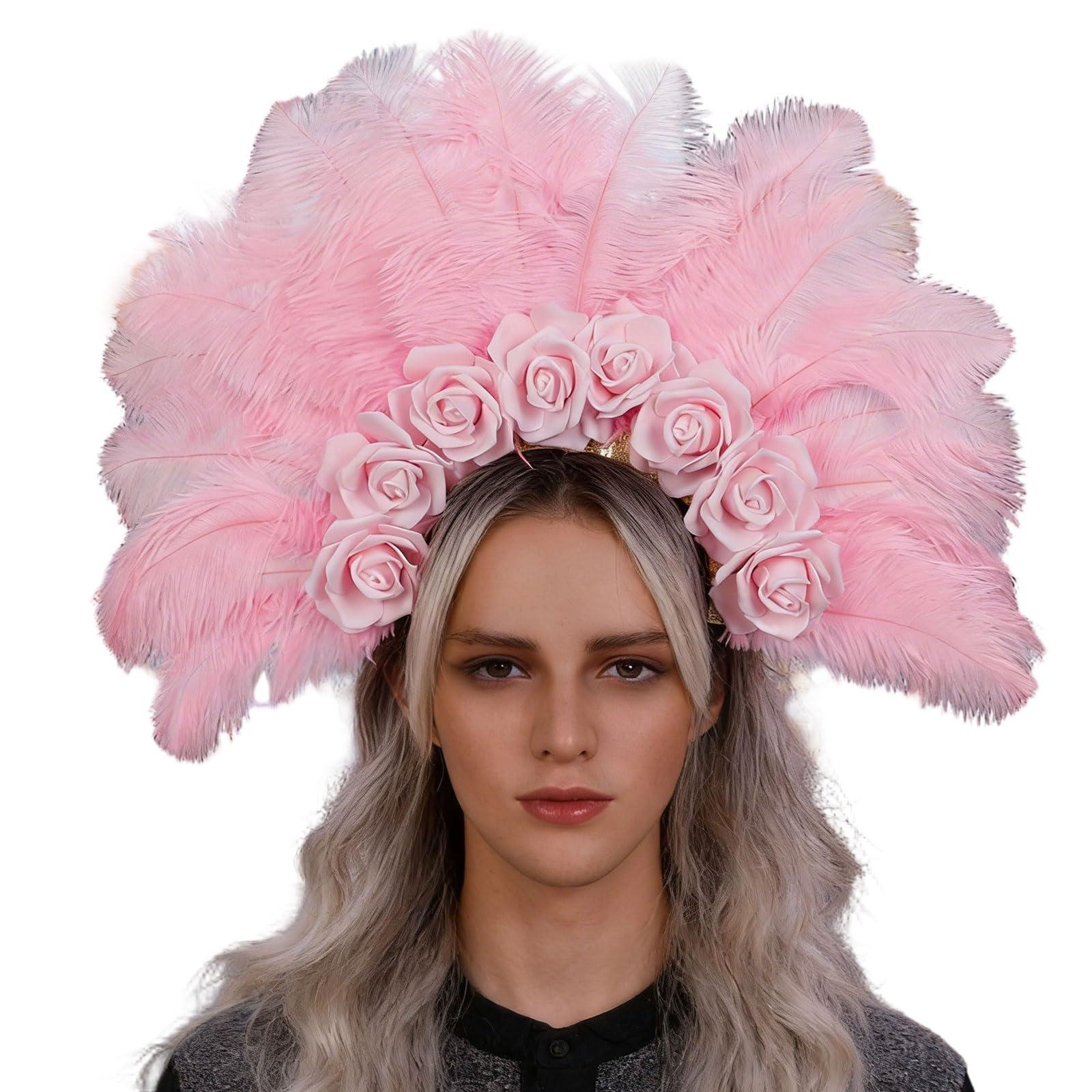 Fascia per capelli con fiori piumati, A | Accessorio per lo styling fasce per capelli con piume colorate per copricapi per feste carnevale per adulti
