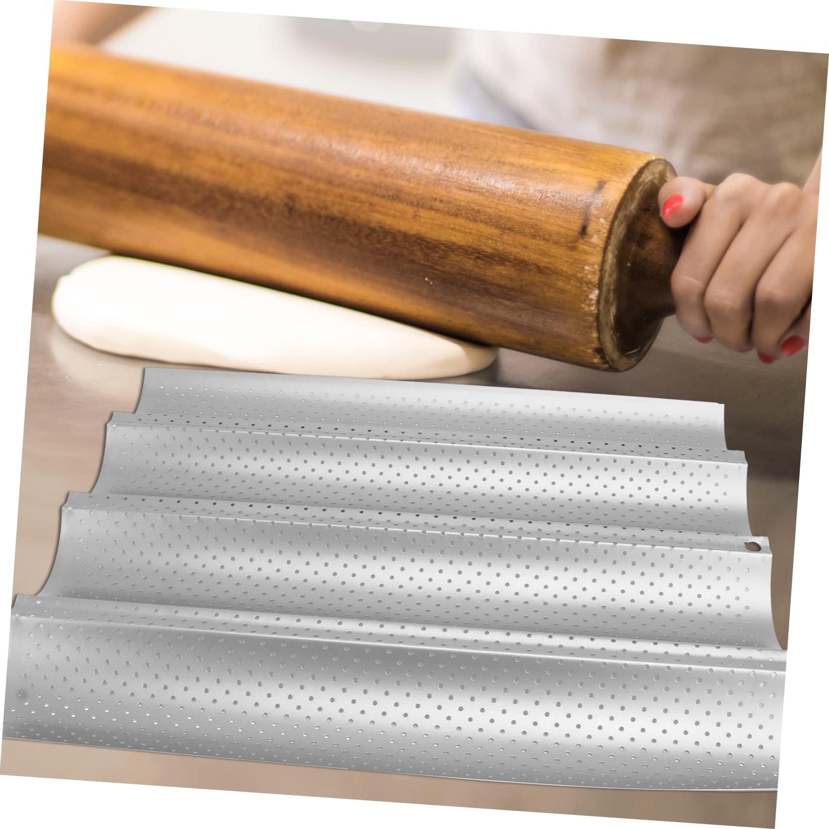 4-well Baguette Backform 2 Stück aus Edelstahl Silber