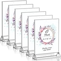 Vista 14 de Soporte acrílico para letreros transparentes de 8.5 x 11 pulgadas, soporte para volante de doble cara, soporte de menú de mesa para número de mesa