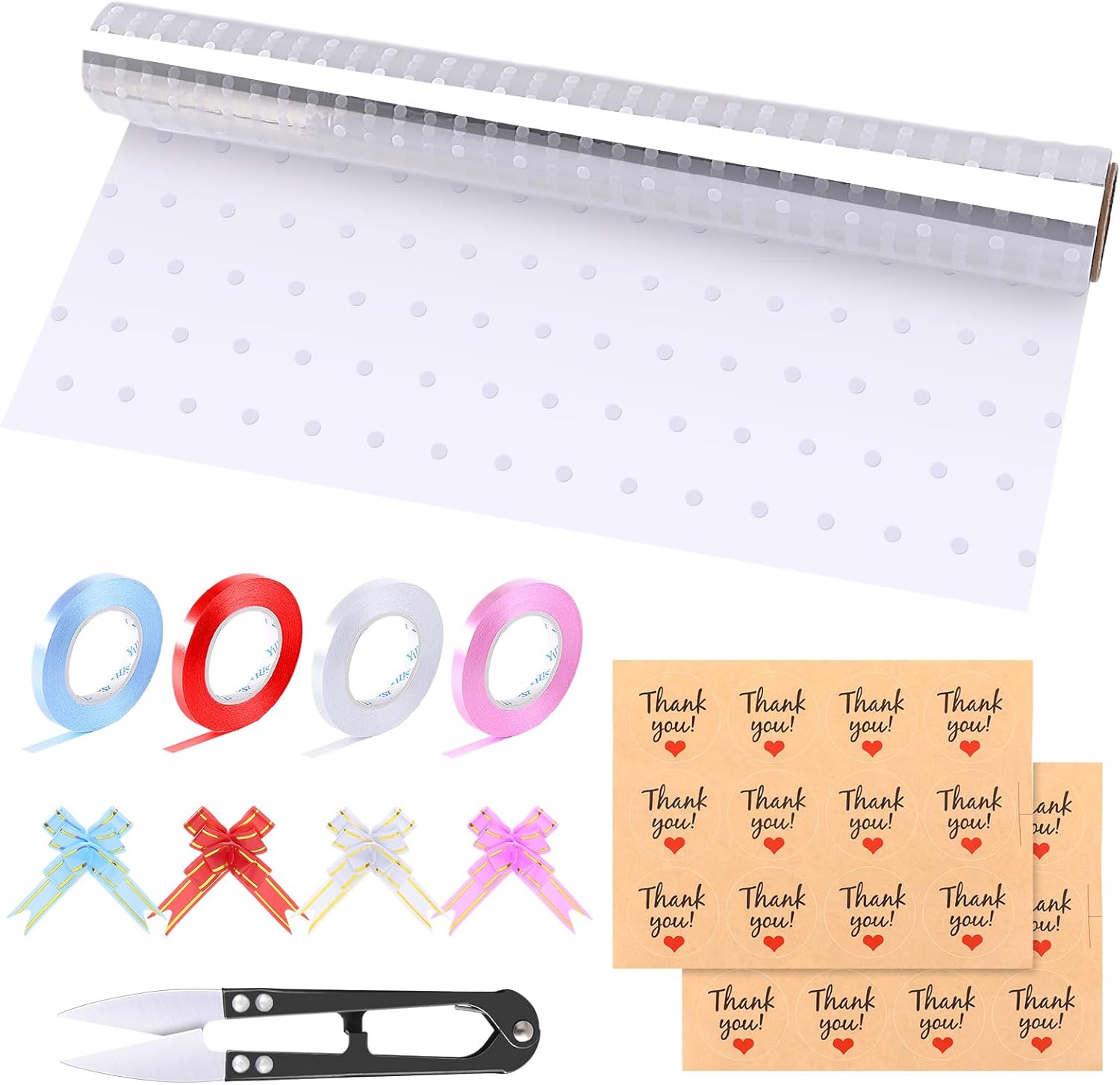 Vyuwast 52 Pcs Clear Cellophane Wrap for Hampers, 40cm X 30m Florist