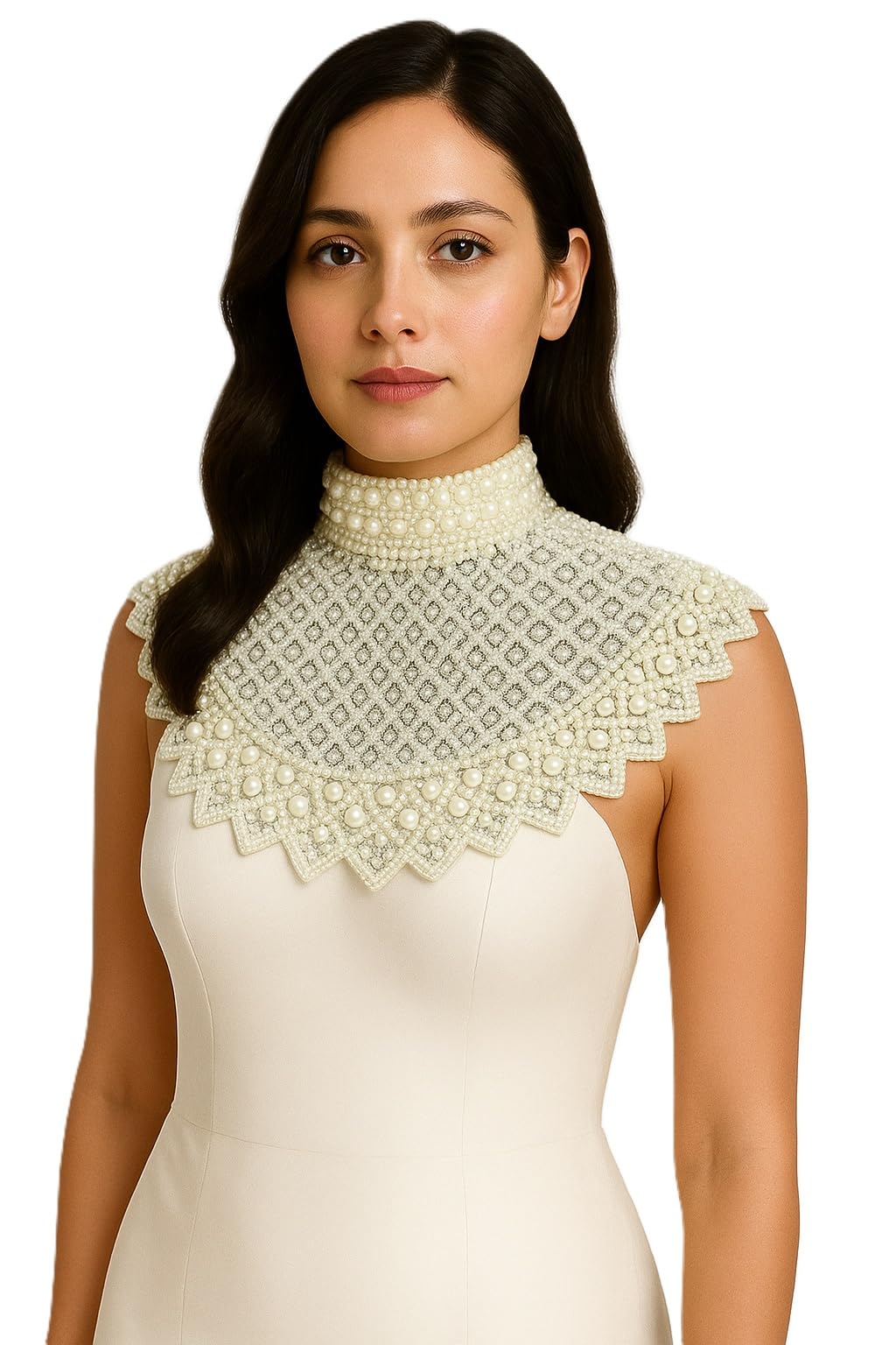 Designer White Poncho for Women and Girls (Fit, Hand Embroidery with Expensive Pearls Work, Perfect Casual Bridal, Looks Stunning with Sarees, Made in India)-picture-18