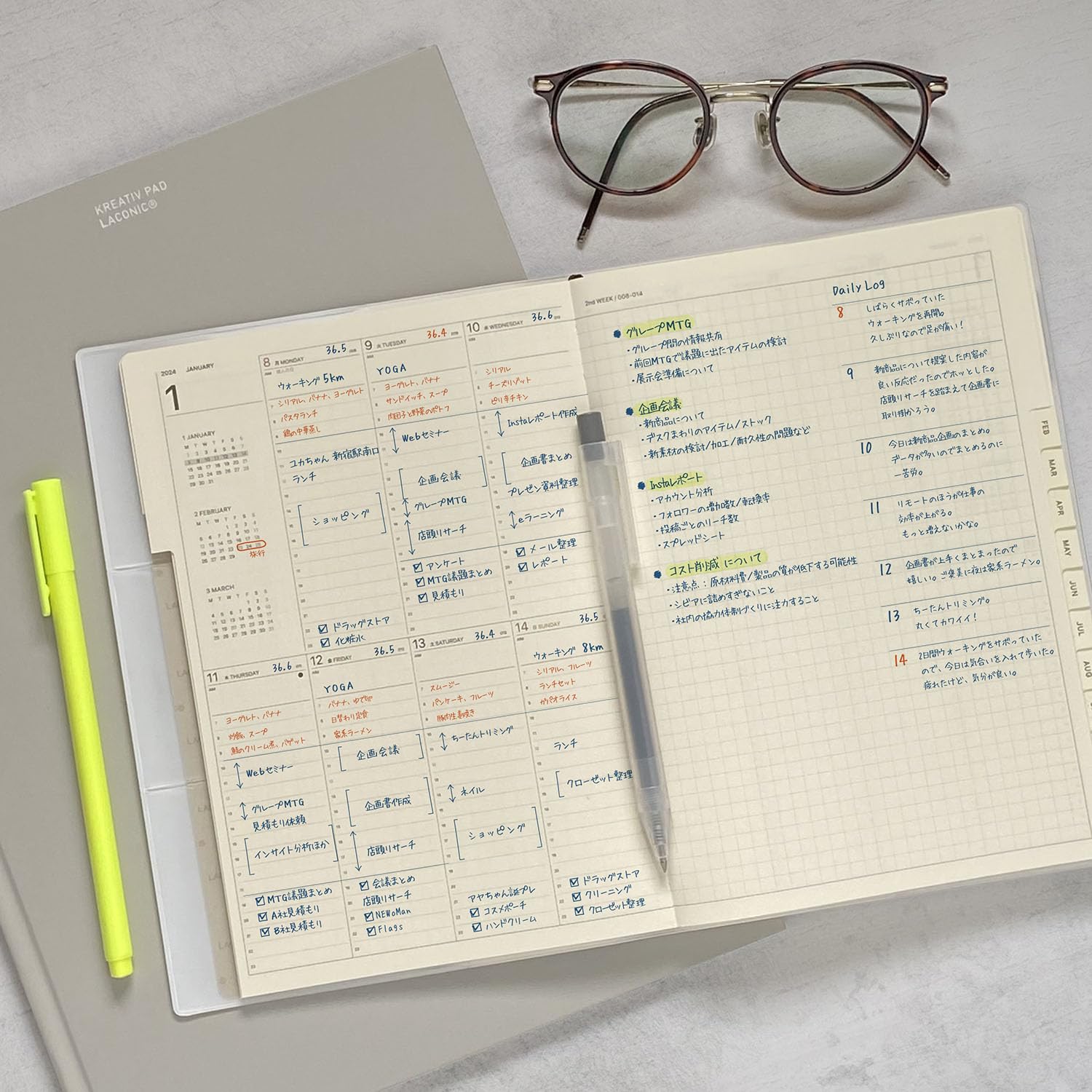 Laconic LALM88-190 Notizbuch-Nachfüllpackung, startet März 2026, A5 Weekly