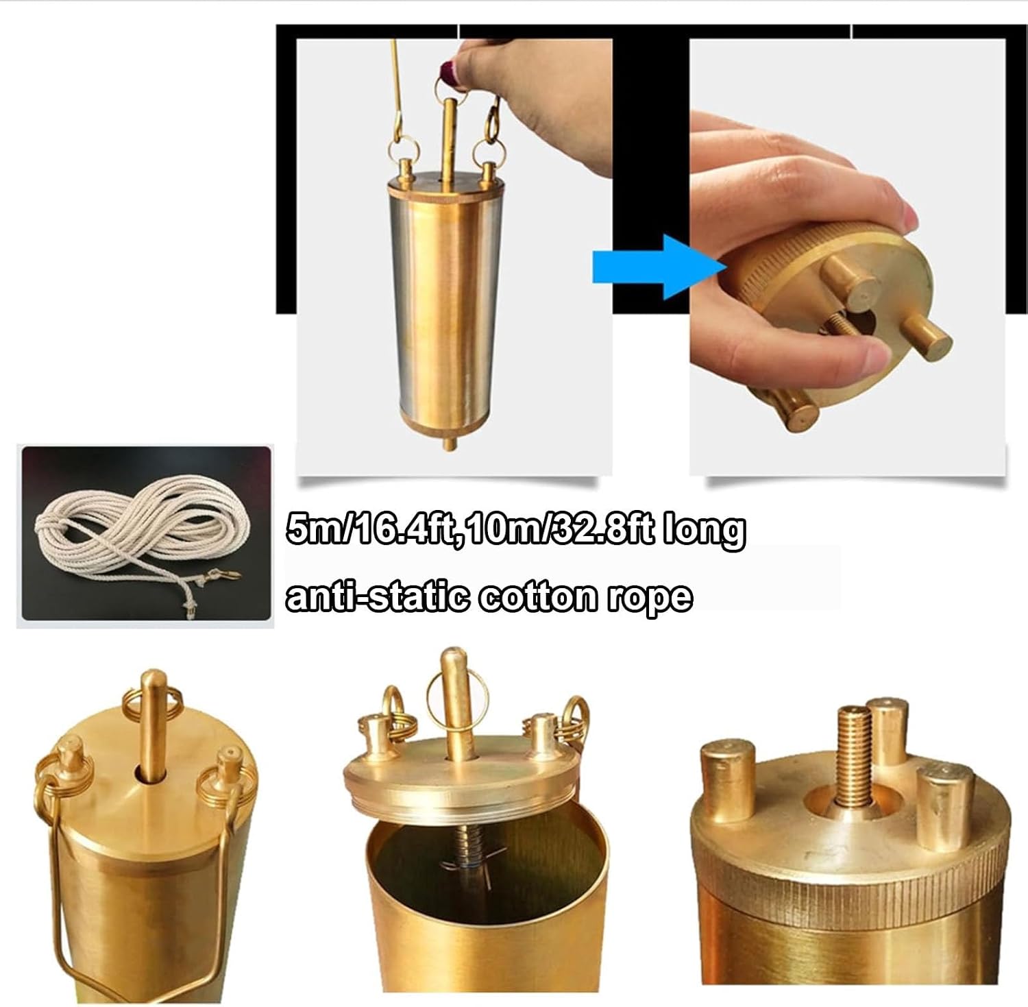 Stainless Steel Oil Thief Sampler - 1000ml Liquid Core Sampler with 32.8ft Rope, Perfect for Collecting Petroleum Products, Durable Bottom Valve Tool for Efficient Sampling