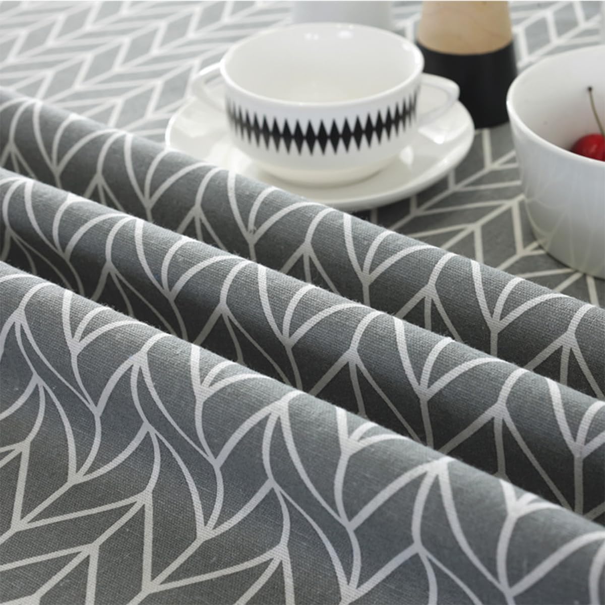 Round Tablecloth 47'' 59'' 39'' Washable Table Cloth Simple Style Cotton Linen Fabric Circular Table Cover for Indoor and Outdoor Home Party Picnic Dining Room(120cm,grey) - Image 2