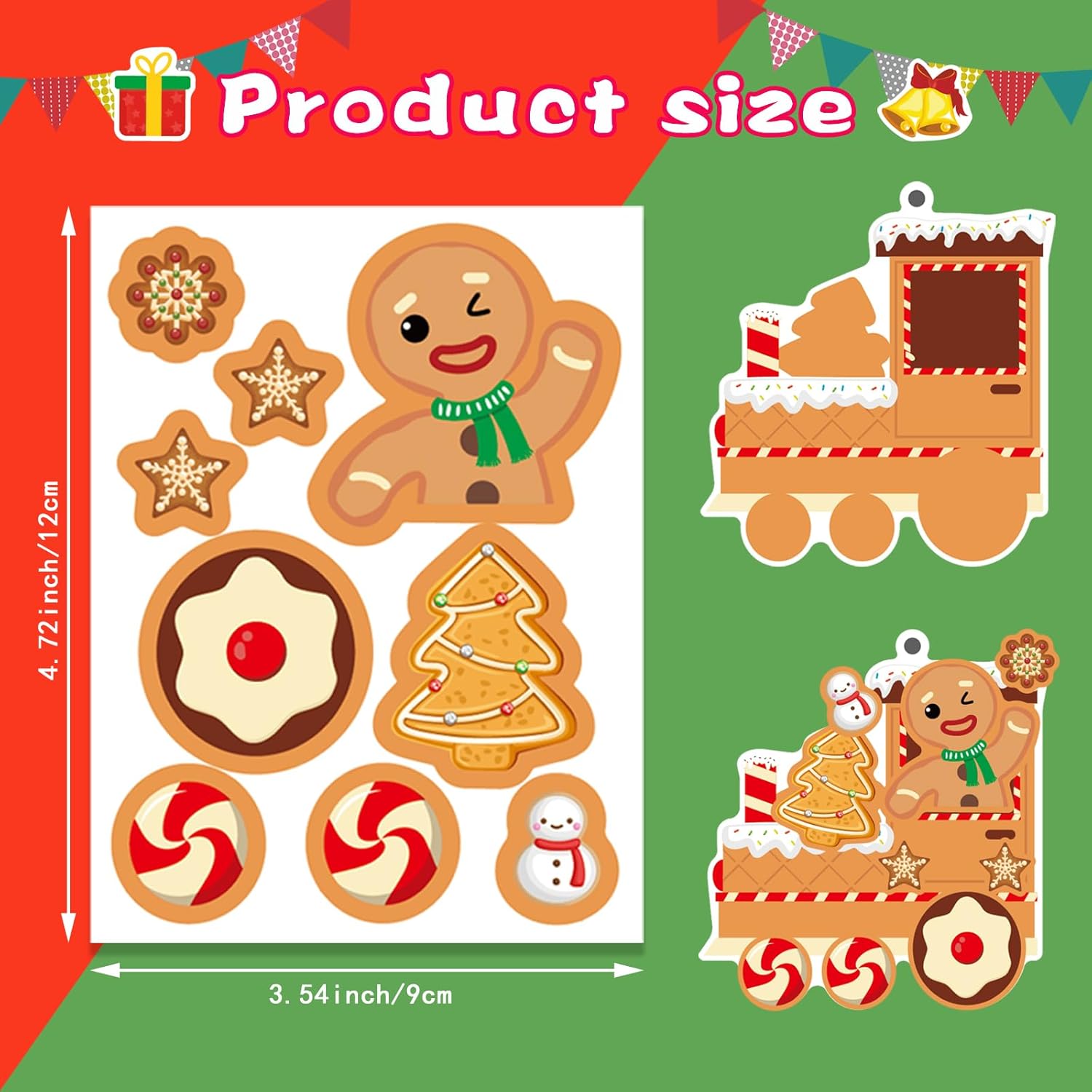 Christmas Gingerbread Man Craft Kit for Kids, Make a Gingerbread House Hanging Ornament Sticker Kit, Christmas Party Favor Home Classroom Activity(24 Sets) - Image 2