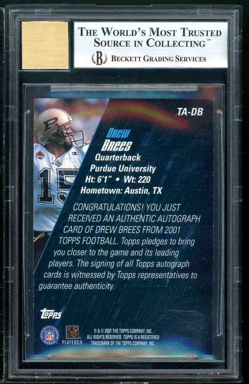 Amazon.com: Drew Brees Rookie Card 2001 Topps Autographs #TA-DB