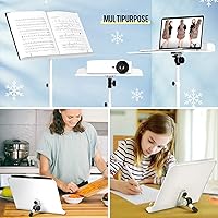 Vista 7 de Soporte para partituras y soporte de mesa de CAHAYA, con respaldo rígido y bolsa de transporte para libros, notas, laptop, tablet, color blanco