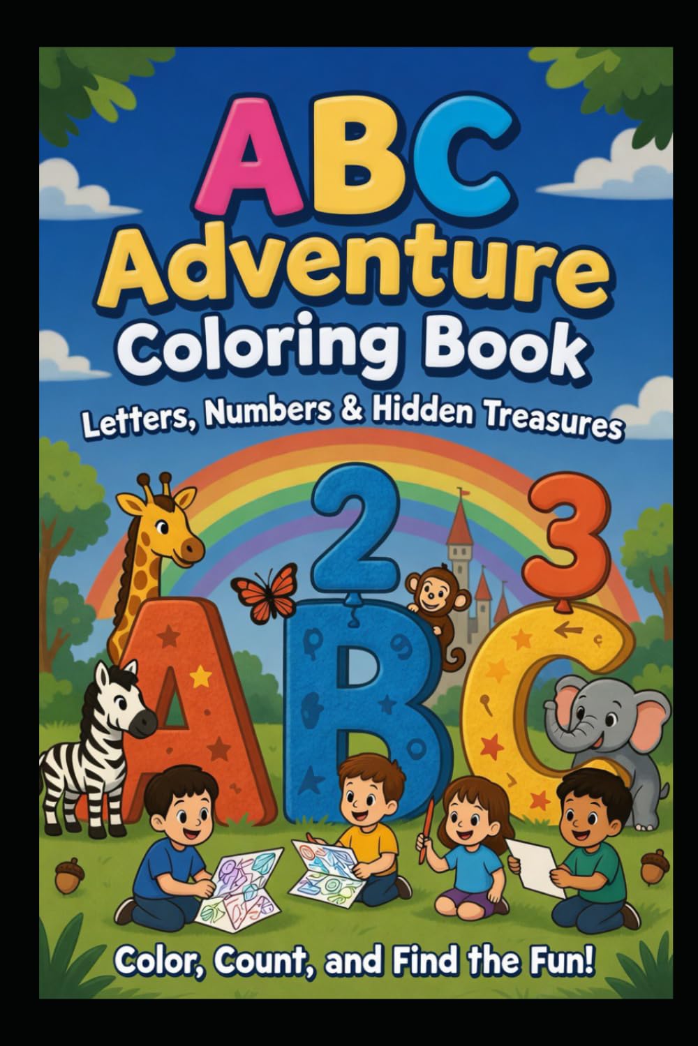 ABC ADVENTURE COLORING BOOK: Letter, Number & Hidden Treasures
