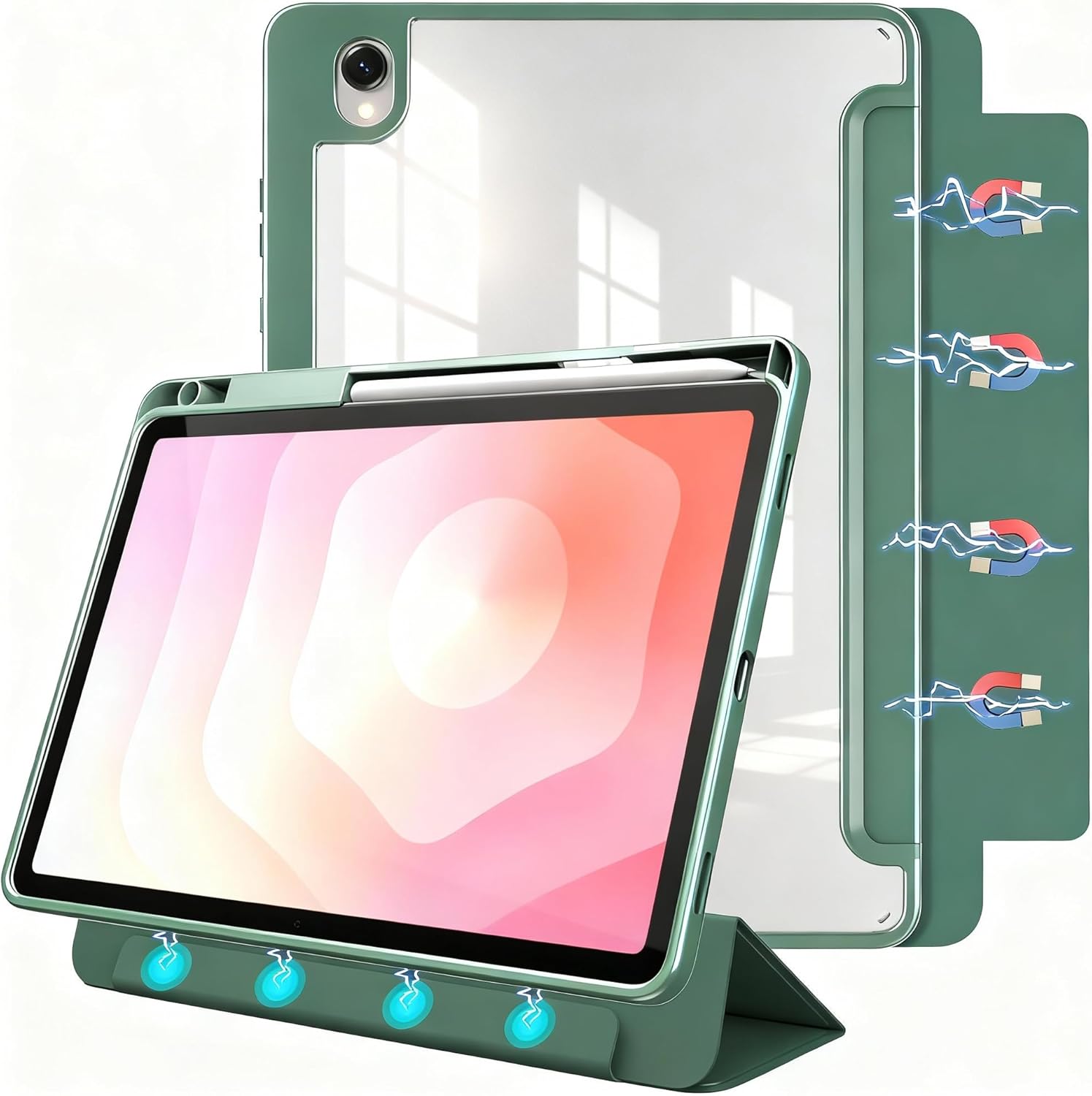 for Samsung Galaxy Tab S11 Tablet Case,Magnetic Split Acrylic Case– with Pen Slot,PU Leather Material, Detachable Stand,Slim Protective Cover for S11,Shockproof & Scratch-Resistant,Lightweight[Black]