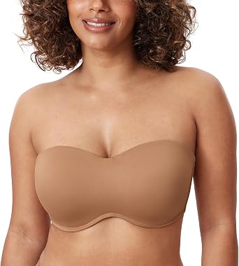DELIMIRA Womens Strapless Bra Minimizer Seamless Underwire Unlined Bandeau for Big Bust