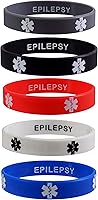 Vista 1 de EPILEPSY - Pulseras discretas de silicona para identificación de alerta médica, 5 unidades, Caucho, No aplicable