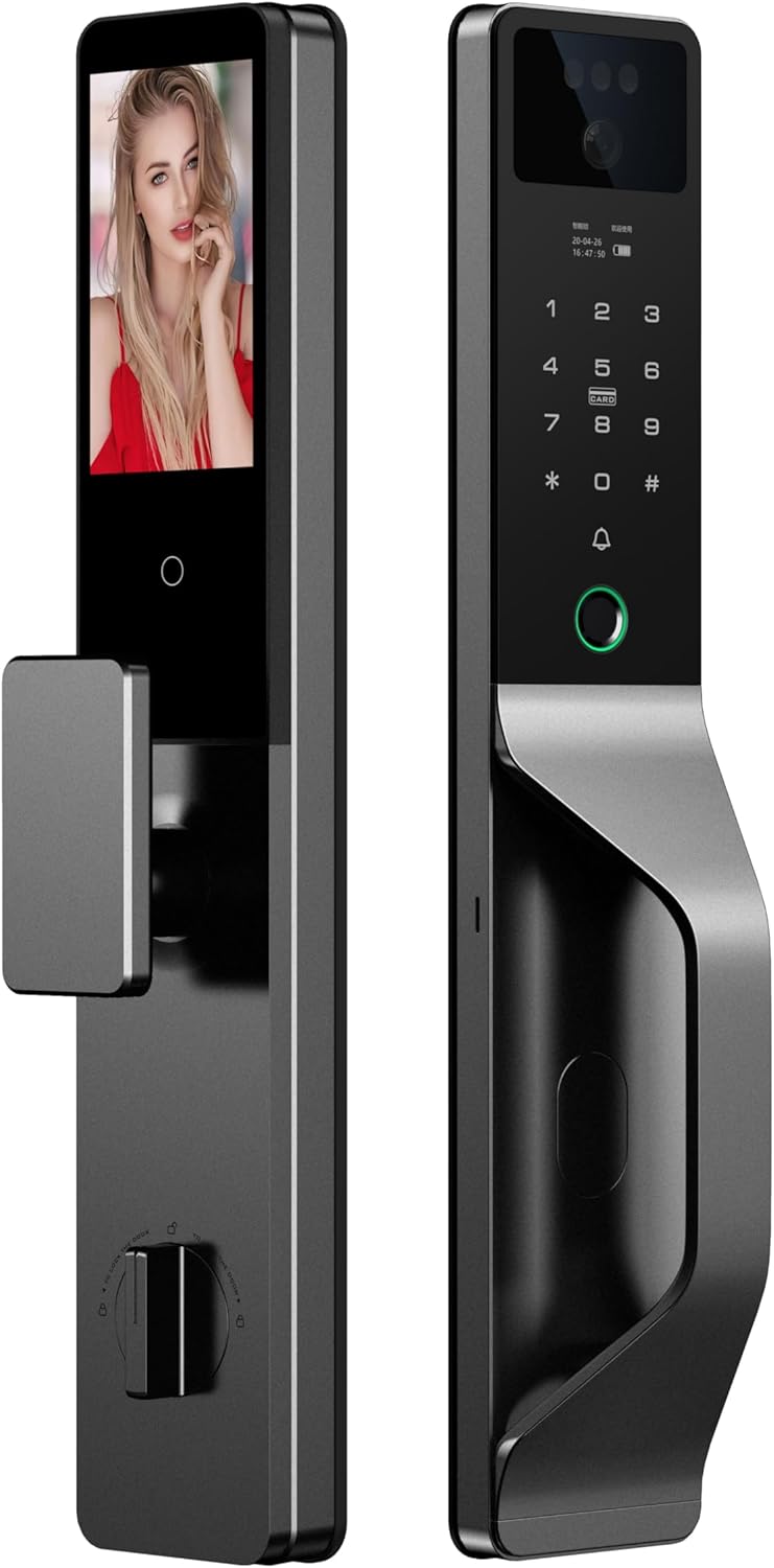 Smart Lock with HD Camera,UAE Version, 3D Facial Recognition,WiFi Video Intercom, Tuya APP Control for Apartment Home Office (S2)