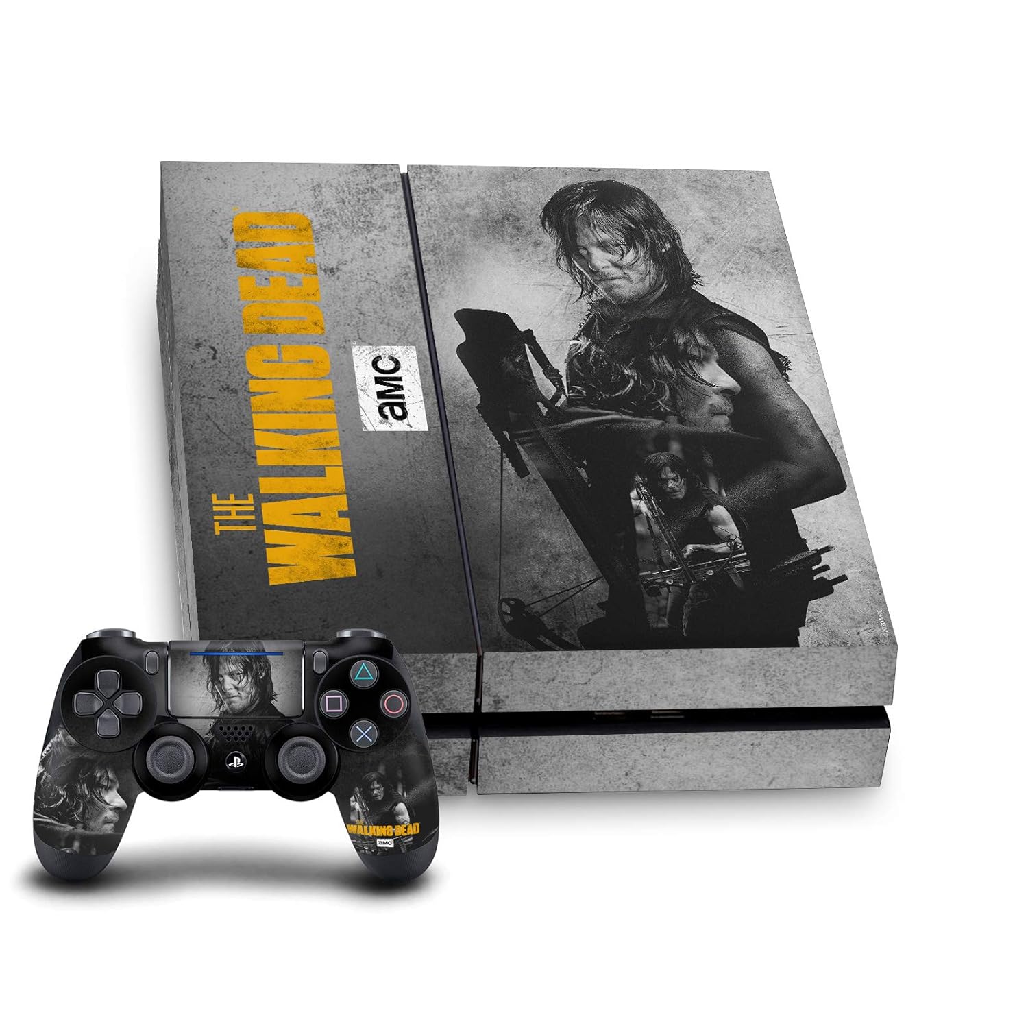 Daryl Double Exposure Daryl Dixon Graphics Vinyl Sticker Gaming Skin Case Cover Compatible With Sony PlayStation 4 PS4 Console and DualShock 4 Controller Bundle