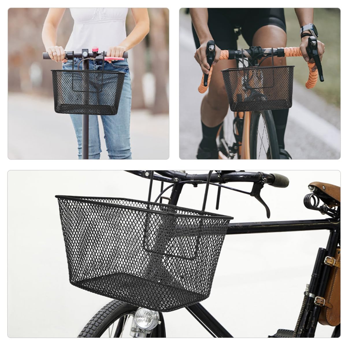 2 Stück-Pack Metall Fahrradkorb Vorne Großer Abnehmbarer Lenkerkorb Praktischer Fahrrad Gemüsekorb Für Mountainbike Und E-Bike Fahrrad Zubehör Für Radtouren