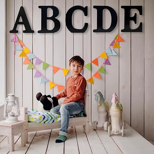 Miniatura 7 de AOCEAN Letras de madera negra de 12 pulgadas, letras de madera sin terminar para Halloween, letras decorativas de pie en rodajas, decoración de