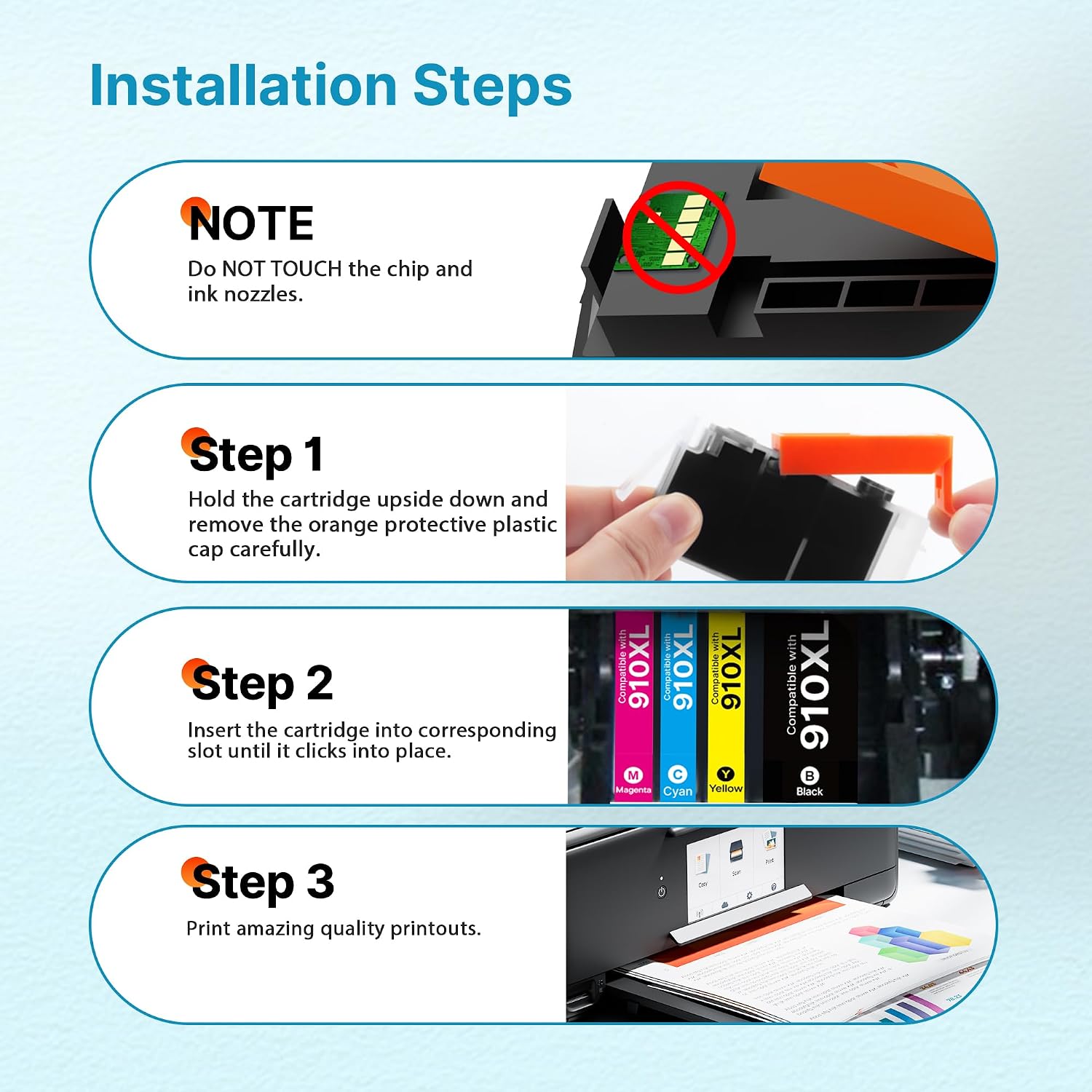 910XL Ink Cartridges for HP Printers Remanufactured Ink Cartridges Replacement for HP 910 Ink HP910 Work for OfficeJet Pro 8025e 8025 8028e 8028 8035e 8035 OfficeJet 8015e 8022e 8015 Printers