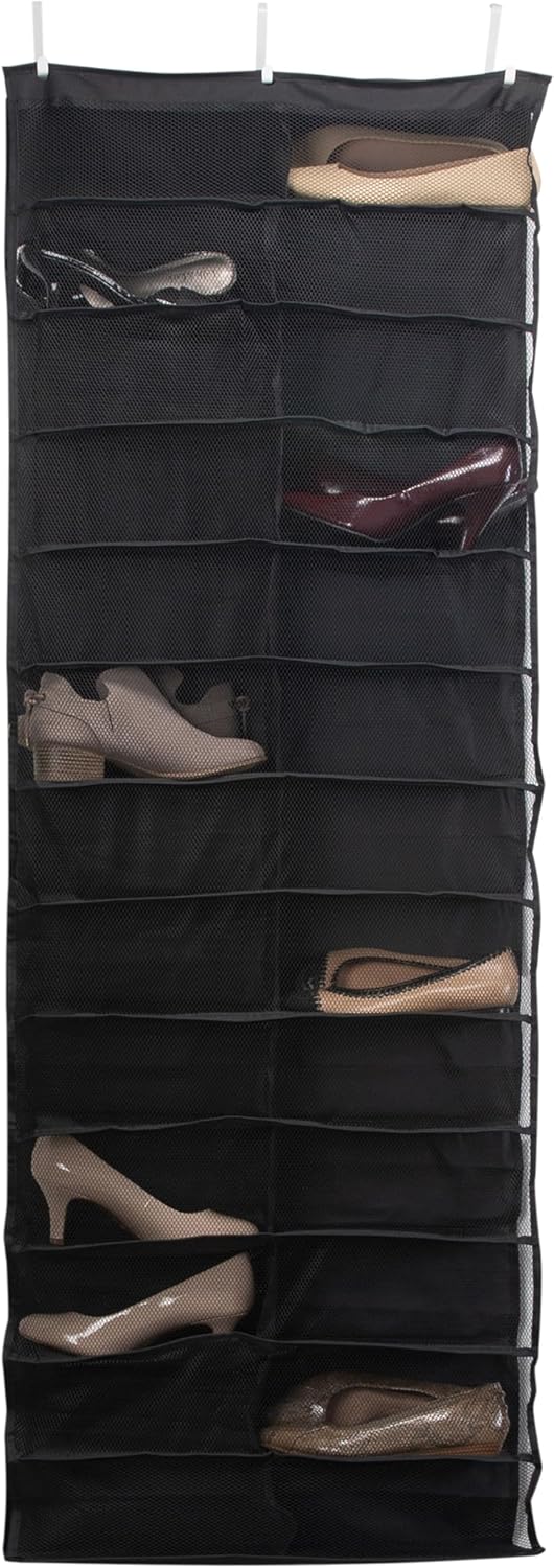 Simplify 26 Pocket Over-The-Door Shoe Organizer-Black