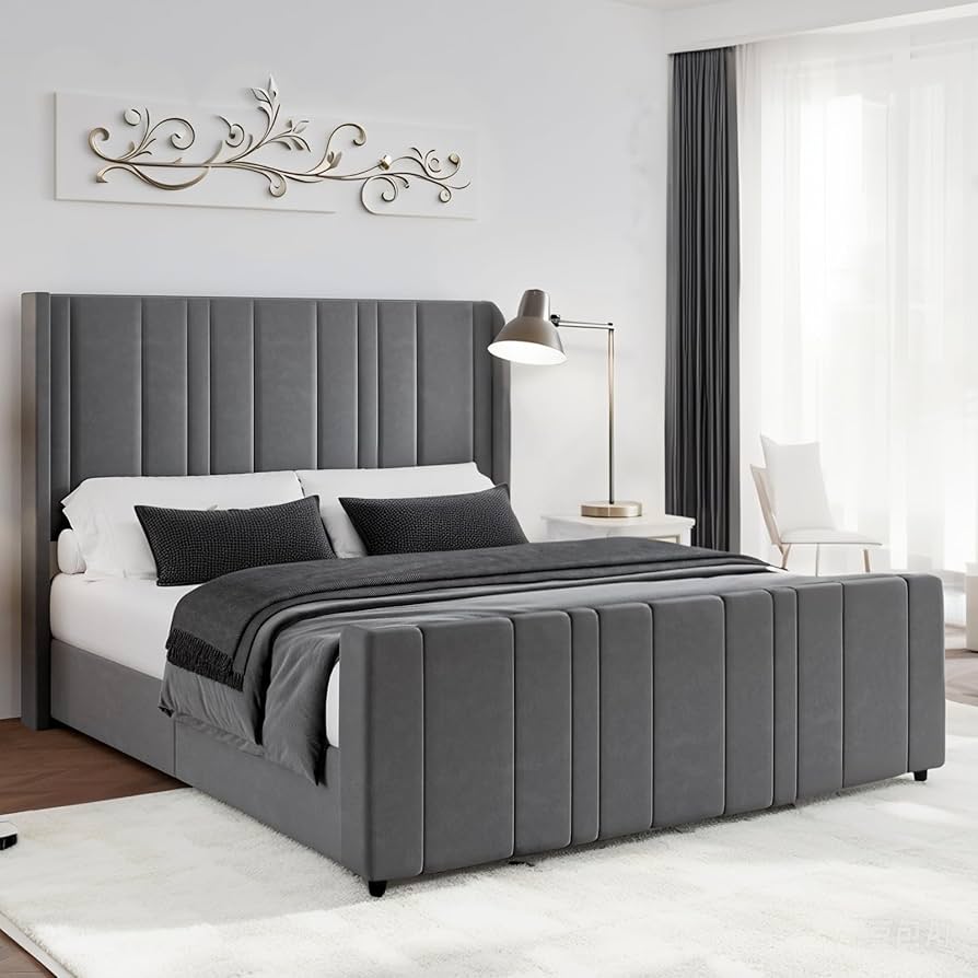 - order page - Bbvvtm Amazon.com: JXQTLINGMU Farmhouse Wood Bed Frame Queen Size
