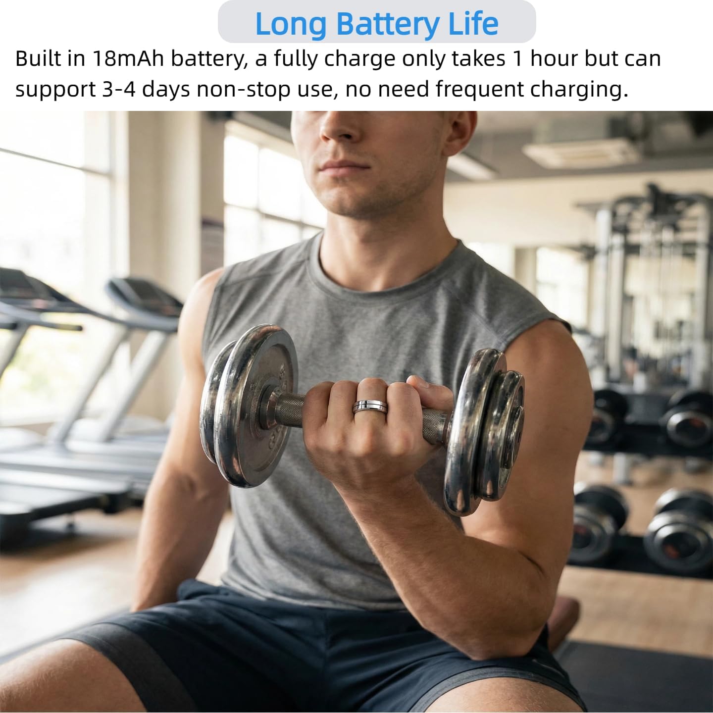 Smart Ring with Exclusive APP（no Subscription fee） & Bluetooth 5.1, Magnetic Charging 18mAh Battery, 24/7 Fitness & Health Monitor (Heart Rate, Blood Oxygen, Sleep Tracking) (Silver, 9#)