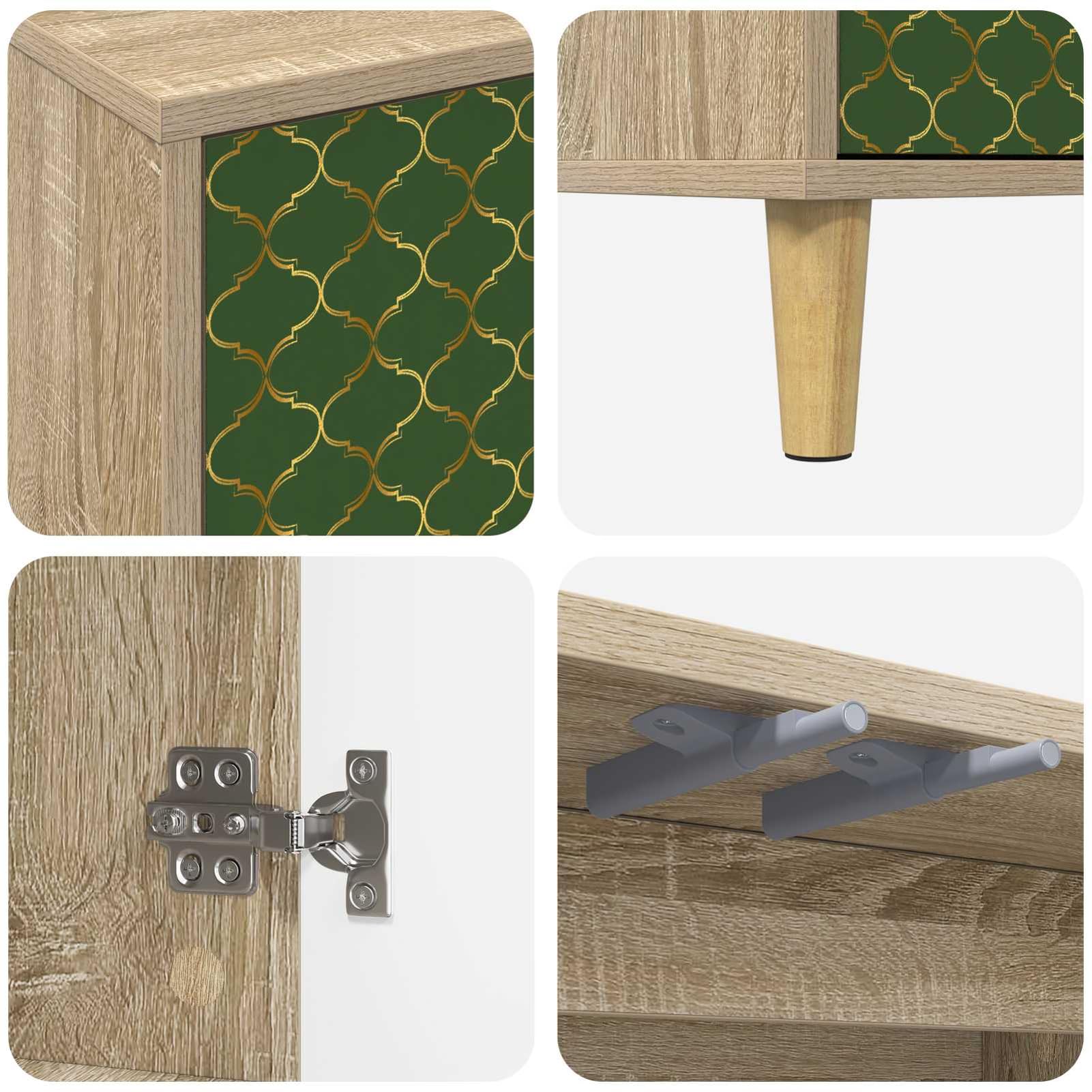 Homgoday TV-Schrank GELEEN 102x33x50 cm Sonoma, Holzwerkstoff, 3 Türen, Modernes Design, erhöhte Füße, viel Stauraum, für Wohnzimmer, belastbar bis 30 kg 8007071
