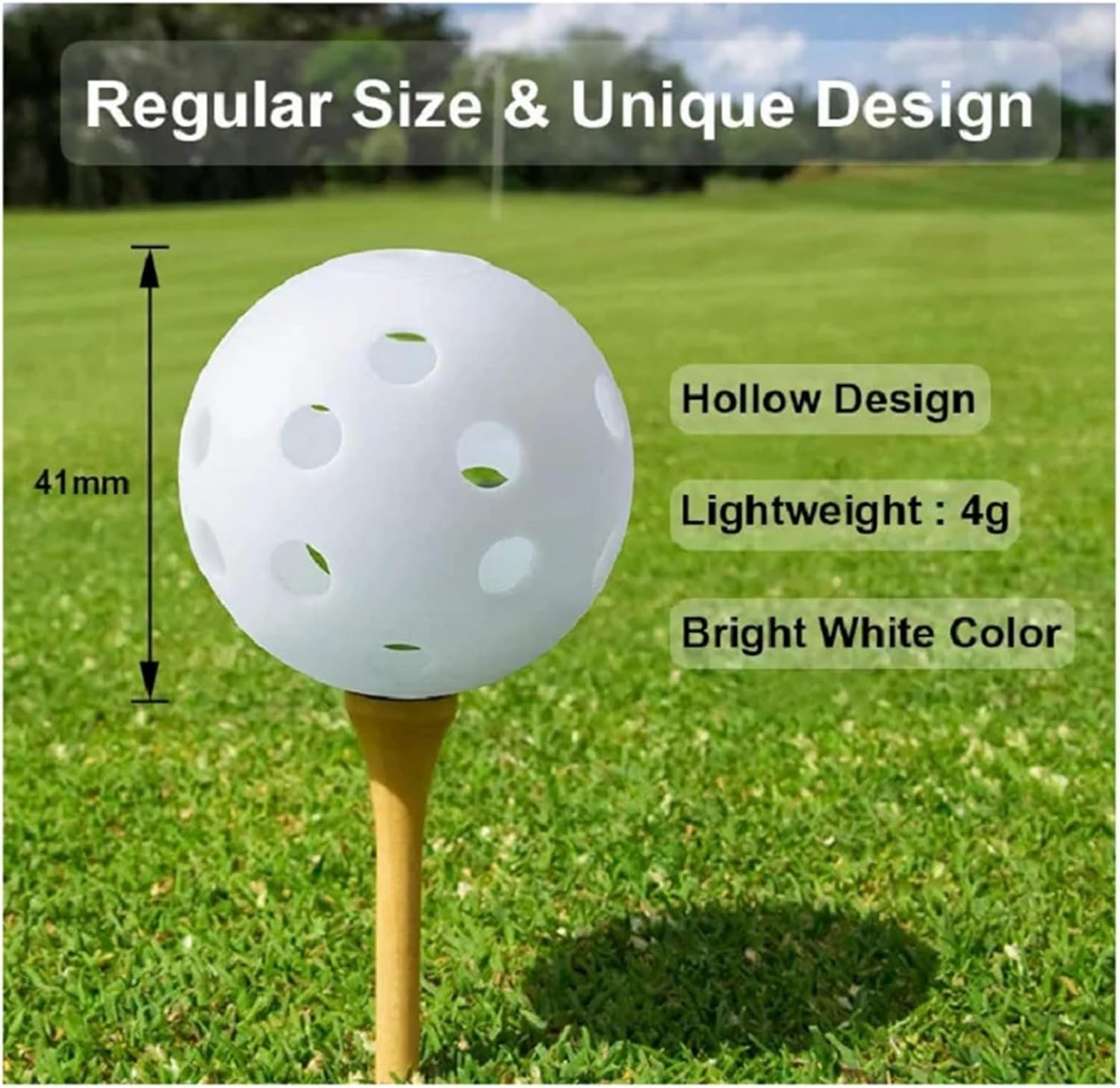 100-Pack 42mm Plastic Practice Golf Balls for Driving Range, Swing Training & Simulators