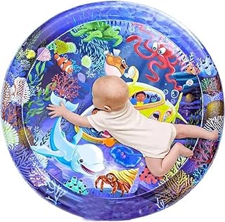 كيدززون بساط مائي قابل للنفخ على البطن للاطفال - العاب حسية للرضع والاطفال الصغار لأنشطة التطور المبكر | لعمر 3 الى 12 شهر (دائري كبير جدا)