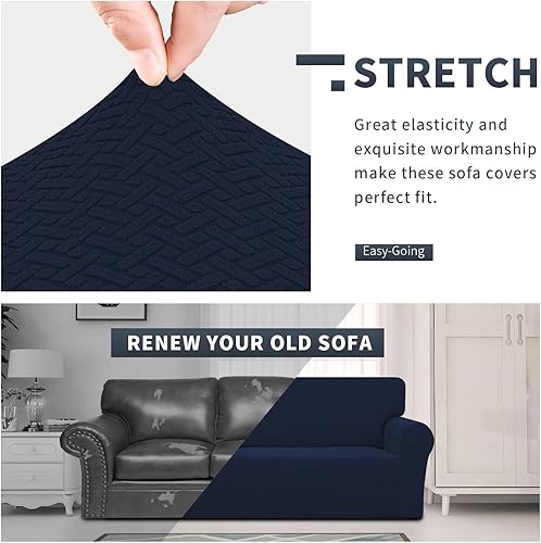 Miniatura 10 de Easy-Going - Funda de sofá de jacquard fácil de llevar, suave y de 1 pieza, con espumas antideslizantes, protector de muebles lavable para niños,