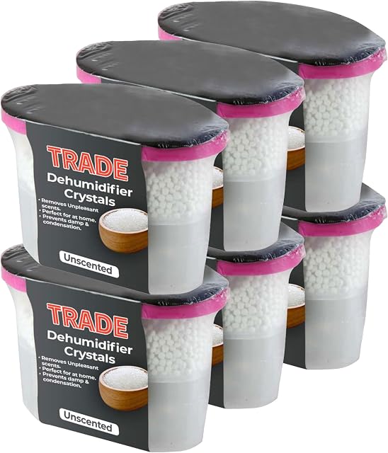 Trade Fast Acting Natural Crystals Dehumidifiers For Home- Multi-Purpose Moisture Absorber, Damp Absorber - Helps Prevent Damp Mildew Mould Condensation- (Pack of 6)