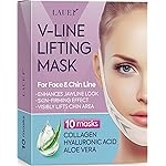 V Shaped Contouring Face Mask Line Shaping Lifting Belt Neck Reduction Jawline Lift Tape Enhancer Face Patch Firming Tightening Skin Chin Up Sculpting Collagen Mask Hyaluronic Acid Aloe Vera 10pcs