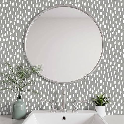 Miniatura 9 de HAOKHOME 96131-1 - Papel tapiz para despegar y pegar diseño geométrico de rayas carameloblanco decoración de pared moderna para baño mural extraíble