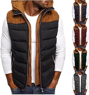 Chaleco Chaquetas Hombre Chaleco Acolchado Chaleco Chaleco de Senderismo Chaleco de Caza Hombres Otoño Invierno Moda Cuello Alto Color Puro Chaleco Chaleco Chaqueta Top Coat Chaqueta de