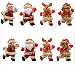 Goosacyon Conjunto de 8 enfeites de pelúcia de Natal, decorações de árvore de Natal, pingentes de Natal, boneco de neve, urso de rena, Papai Noel, para decoração de festas de Natal