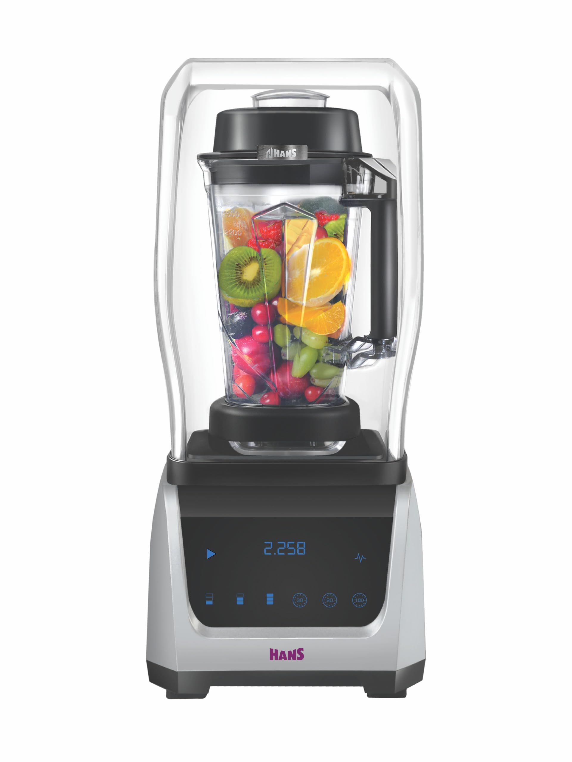 HANS Problend-S® 2500 Watts Sound Enclosure Commercial Blender, Big 2.5 Liter BPA free Jar, Touch Speed and Timer Controls, Heavy Duty Professional Blender, Silver/Black-picture-12