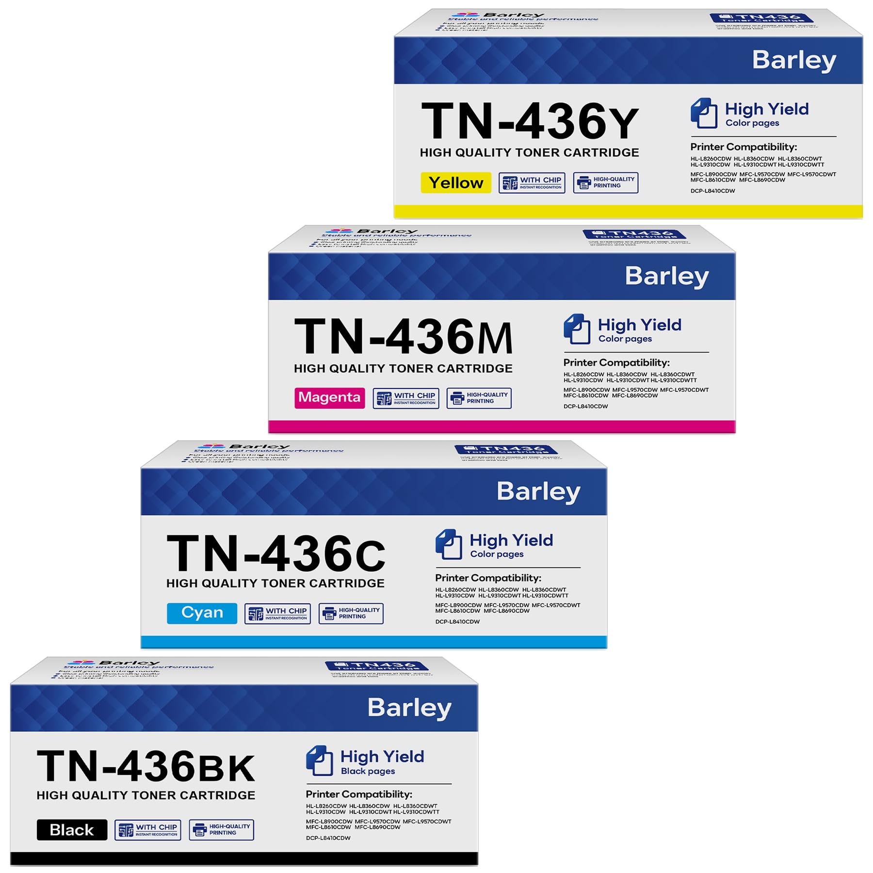 TN-436 TN436 Super High Yield Toner Cartridge Set Compatible TN436BK TN436C TN436Y TN436M Replacement for Brother TN436 TN-436 MFC-L8900CDW HL-L8360