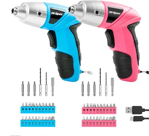 Electric Screwdriver 27pc 3.6V Pink USB Small Power Screwdriver Set and 27pc 3.6V Blue USB Small Power Electric Screwdriver Set