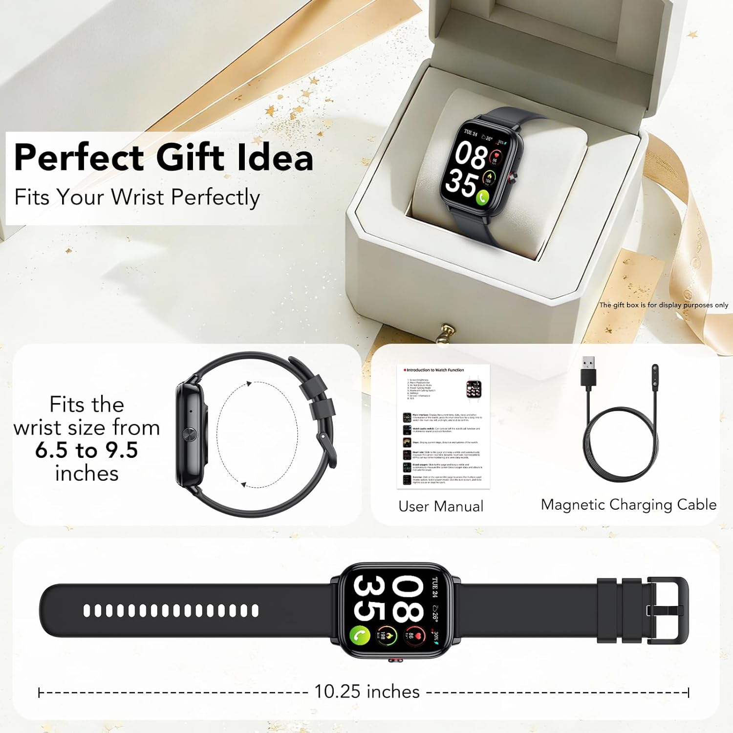 Smart Watch for Men Women (Answer/Make Calls),1.83" HD Touchscreen Fitness Tracker, 480Hrs Playtime,112+ Sports Modes,Fitness & Sleep Tracker,Health,Fitness Watch for Android/iOS,IP68 Waterproof,Black 7
