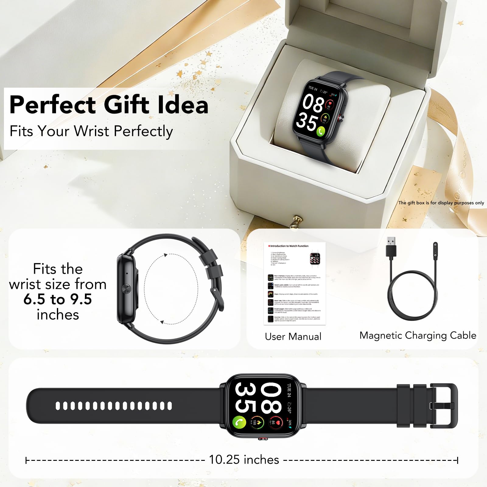 Montre Connectée Femme Homme, 1.83"HD Smartwatch, 20 Jours d'Autonomie avec Appel Bluetooth, Cardiofrequencemetre, Sommeil, Montre de Sport avec Étanchéité IP68, 112+ Modes Sportifs pour Android/iOS
