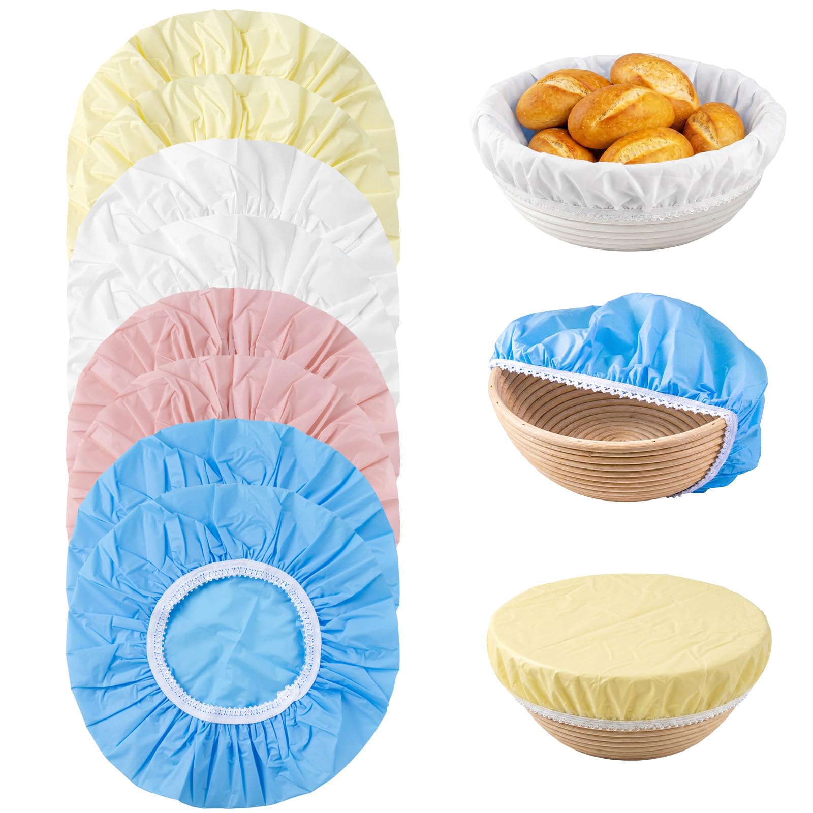8PCS Bowl Covers for Bread,28cm Elastic Stretch Cover, 4 Colors
