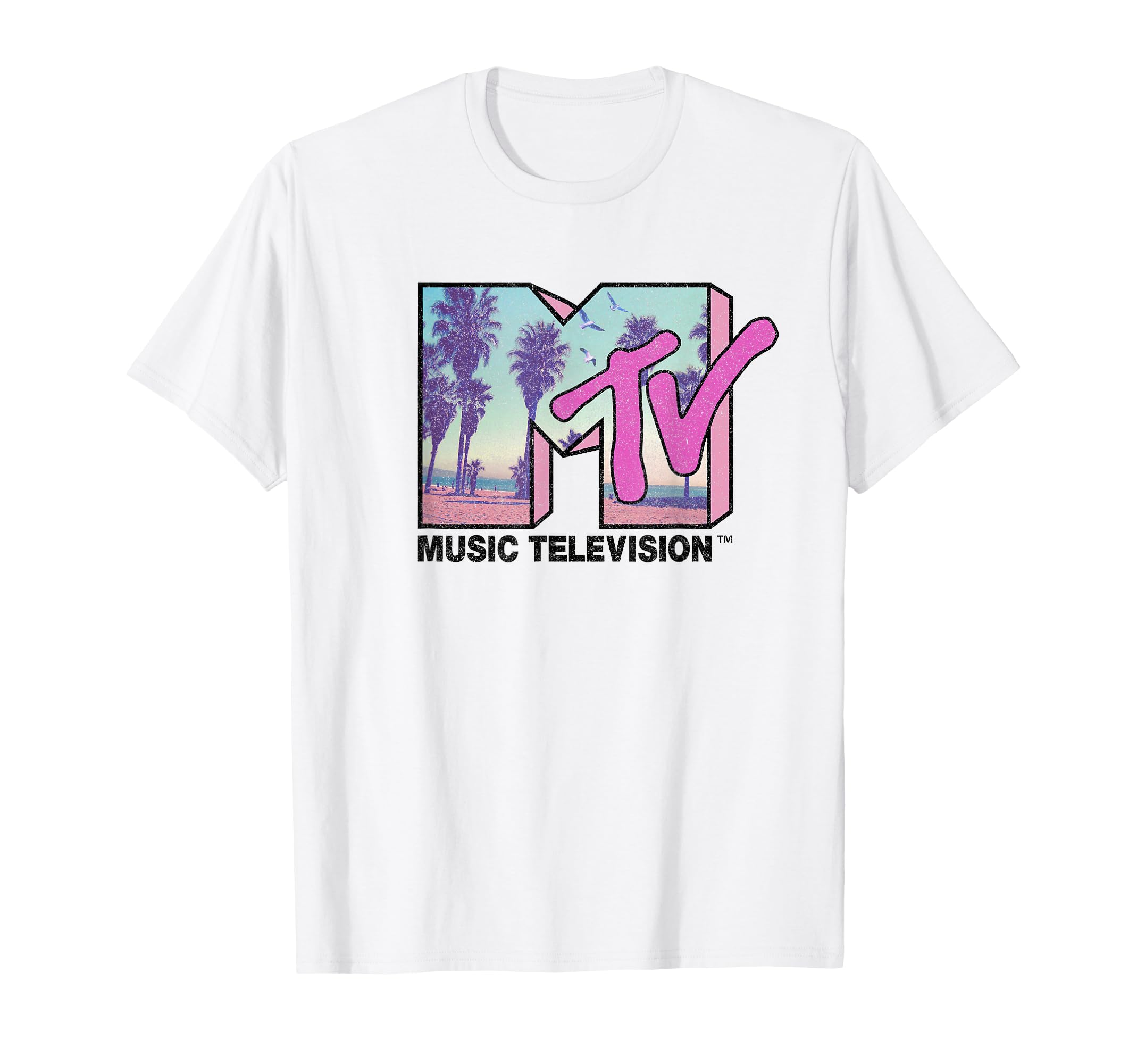 MTV Beach and Palm Tree Logo T-Shirt