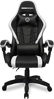 Momo Design MD-GC009-KW sedia gaming, Nera, Finiture Bianche, Standard