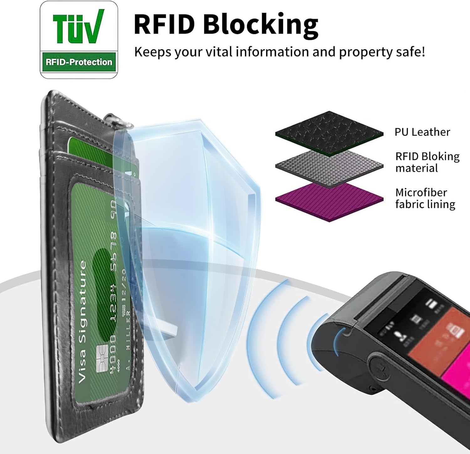 Credit Card Holder for Women, RFID Wallet Women with Wrist Rope Set, PU Leather Small Womens Wallet Slim Card Organizer Gifts Girls for Travel Home Shopping Business, Sea Turtle - Image 4