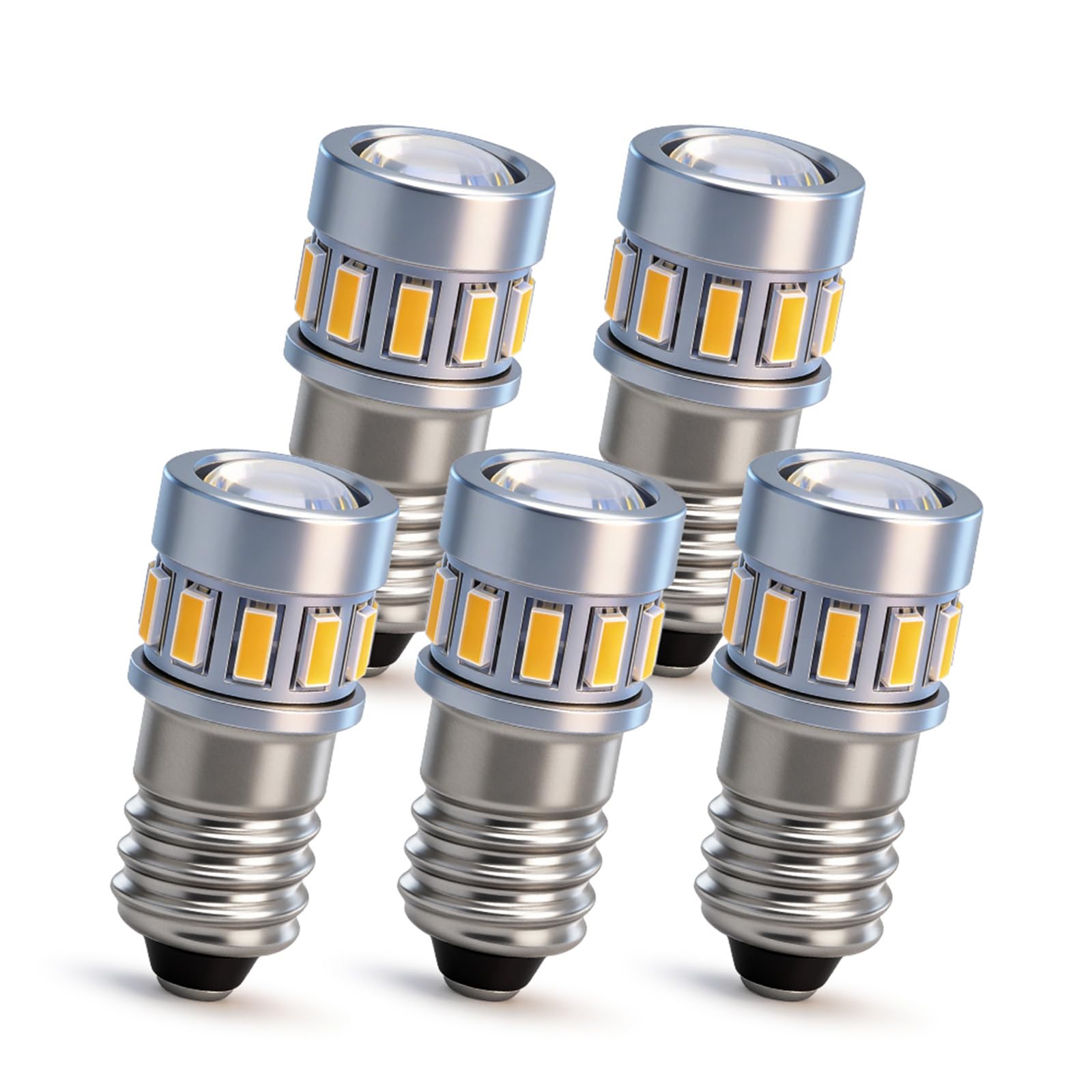 Ruiandsion 5PCS E10 6-30V LED Bulb 1.8W 240Lm Warm White