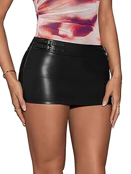Amazon.com: SHENHE Women's Y2k PU Leather Mini Skirt Sexy