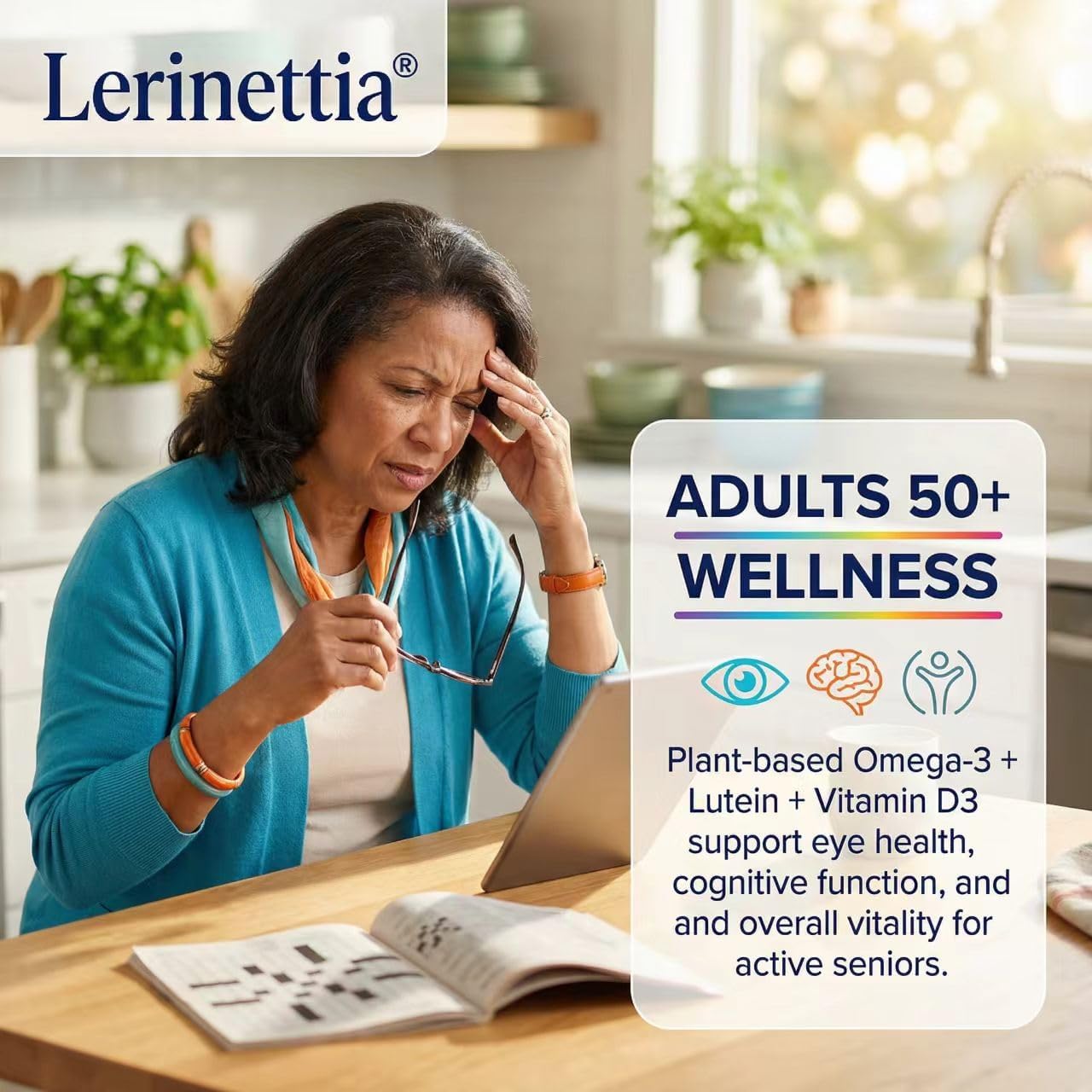 Vegan Omega-3 Gummies - 1000mg Algae Oil with 650mg DHA & 250mg EPA for Teens & Adults - Plus Vitamin D3, A,C, Lutein, Zeaxanthin, Magnesium for Eye & Immune Health, Brain - Sugar Free, Non-GMO, 60Cts - Image 5