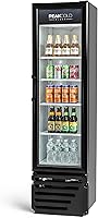 Vista 64 de PEAKCOLD+ 2-Door Upright Display Refrigerator - 25.7 Cubic Ft Energy Efficient Black Merchandiser Refrigerator With Glass Doors, White Interior &